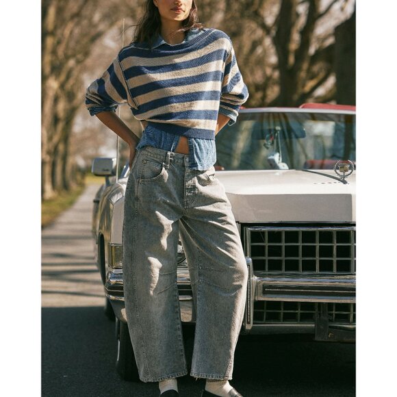 FREE PEOPLE Into The Blue Pullover / Blue Combo - Picture 8 of 9